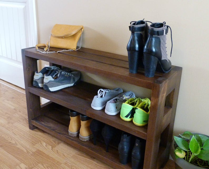 36 inches Rustic Shoe Rack 3 levels, Shoe Storage, Shoe Organizer, Shoe Cabinet, Shoe Rack Wood image 2