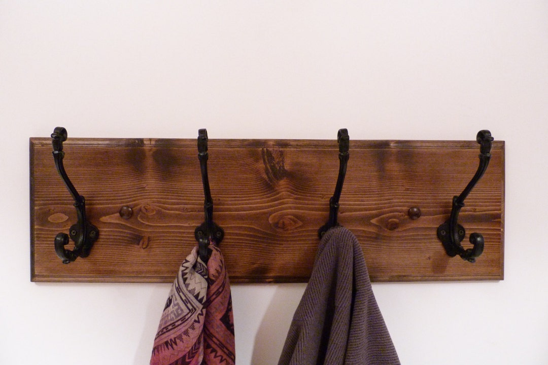 Entryway, Hallway or Mudroom Coat Rack 24 Inches/4 Rustic Black Hooks ...