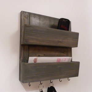 Mail Organizer Wall, Mail Rack, Entryway Organizer, Key Rack, Rustic Key Rack, Mail and Key Holder, Mail and Key Organizer, Antique Grey