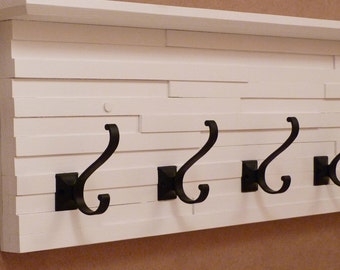 Perchero moderno y rústico de 81 cm con 5 ganchos para entrada, pasillo o vestíbulo, ideal para colgar en la pared o para toallas de baño.