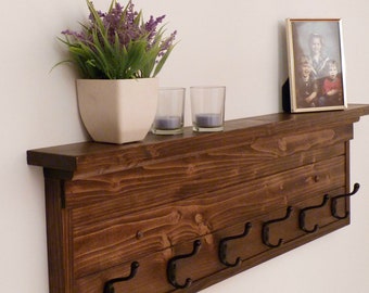 Entryway, Hallway or Mudroom Coat Rack Wall Coat Rack, Coat Rack with Shelf, Rustic Coat Rack, Farmhouse Coat Rack
