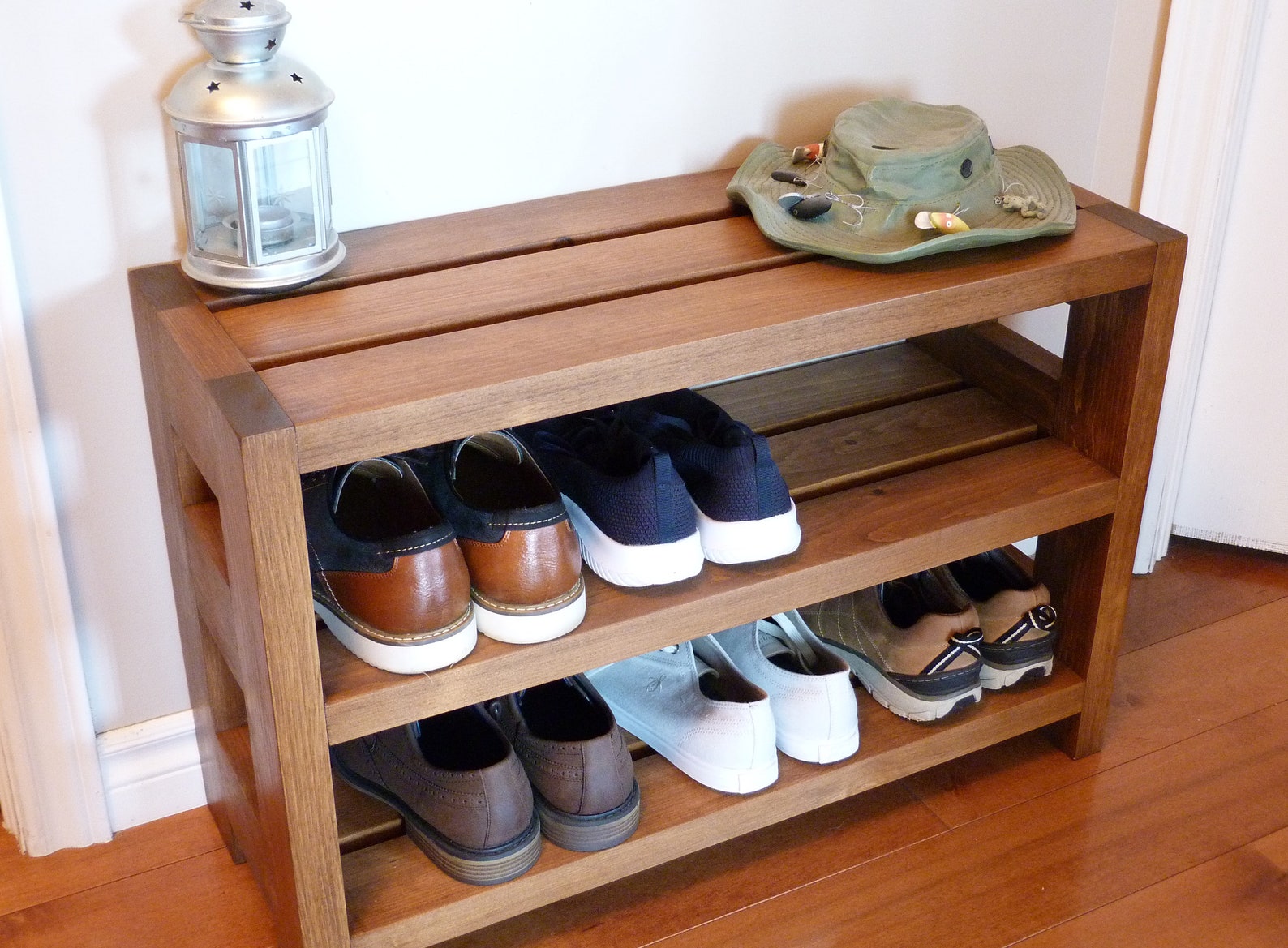 30 Inches Rustic Shoe Rack 3 Levels, Shoe Storage, Shoe Organizer, Shoe ...