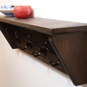 Modern and Rustic Entryway Coat Rack 28 Inches /4 hooks, Wall Coat Rack, Bathroom Towel Rack, Coat Rack with Shelf, Rustic Coat Rack