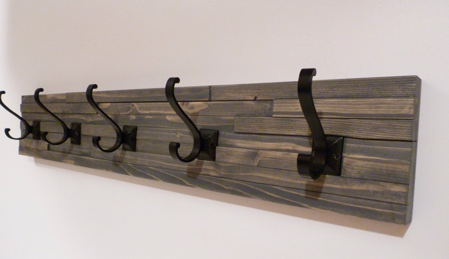 Modern and Rustic Entryway Coat Rack 30 Inches/5 Black Hooks Etsy Canada