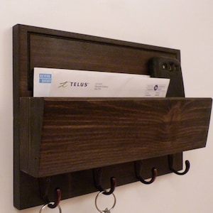 Mail Organizer Wall, Entryway Organizer, Key Rack, Key Holder, Rustic Key Rack, Mail and Key Holder, Mail and Key Organizer, Expresso