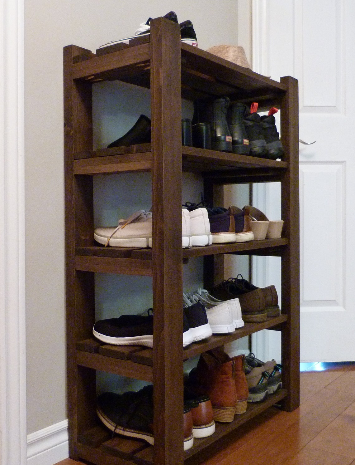 5-tier Solid Pine Shoe Rack, Entryway Organizer, Multiple Length ...