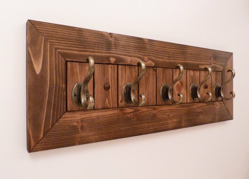 Entryway Hallway or Mudroom Coat Rack 5 Antique Brass Hooks Etsy