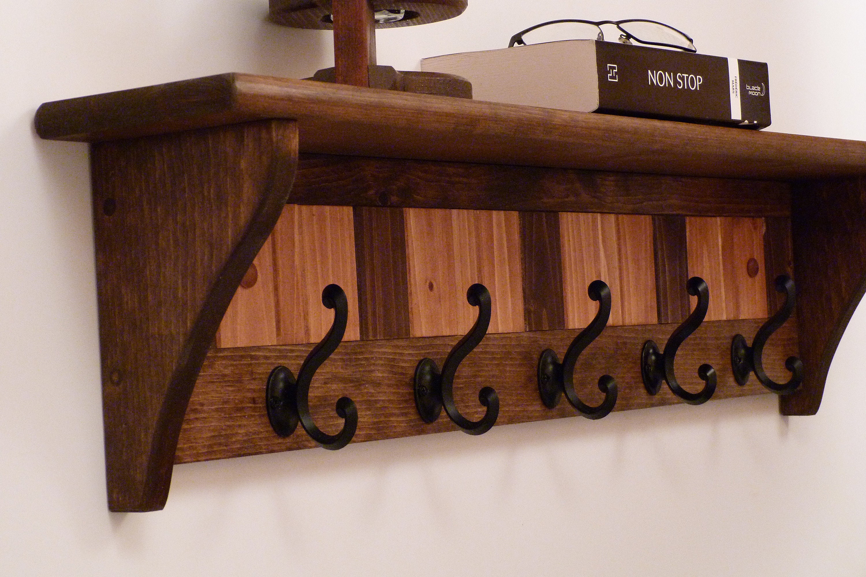 Modern and Rustic Entryway Coat Rack 34 Inches/5 Hooks, Wall Coat Rack,  Bathroom Towel Rack, Coat Rack With Shelf, Rustic Coat Rack 