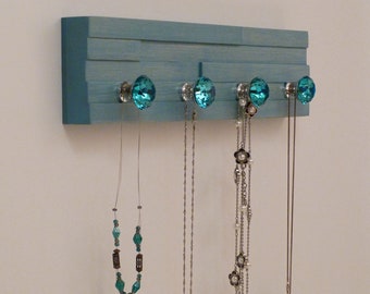 16 inches/4 knobs Jewelry Organizer, Necklace Holder, Bracelet Holder, Turquoise