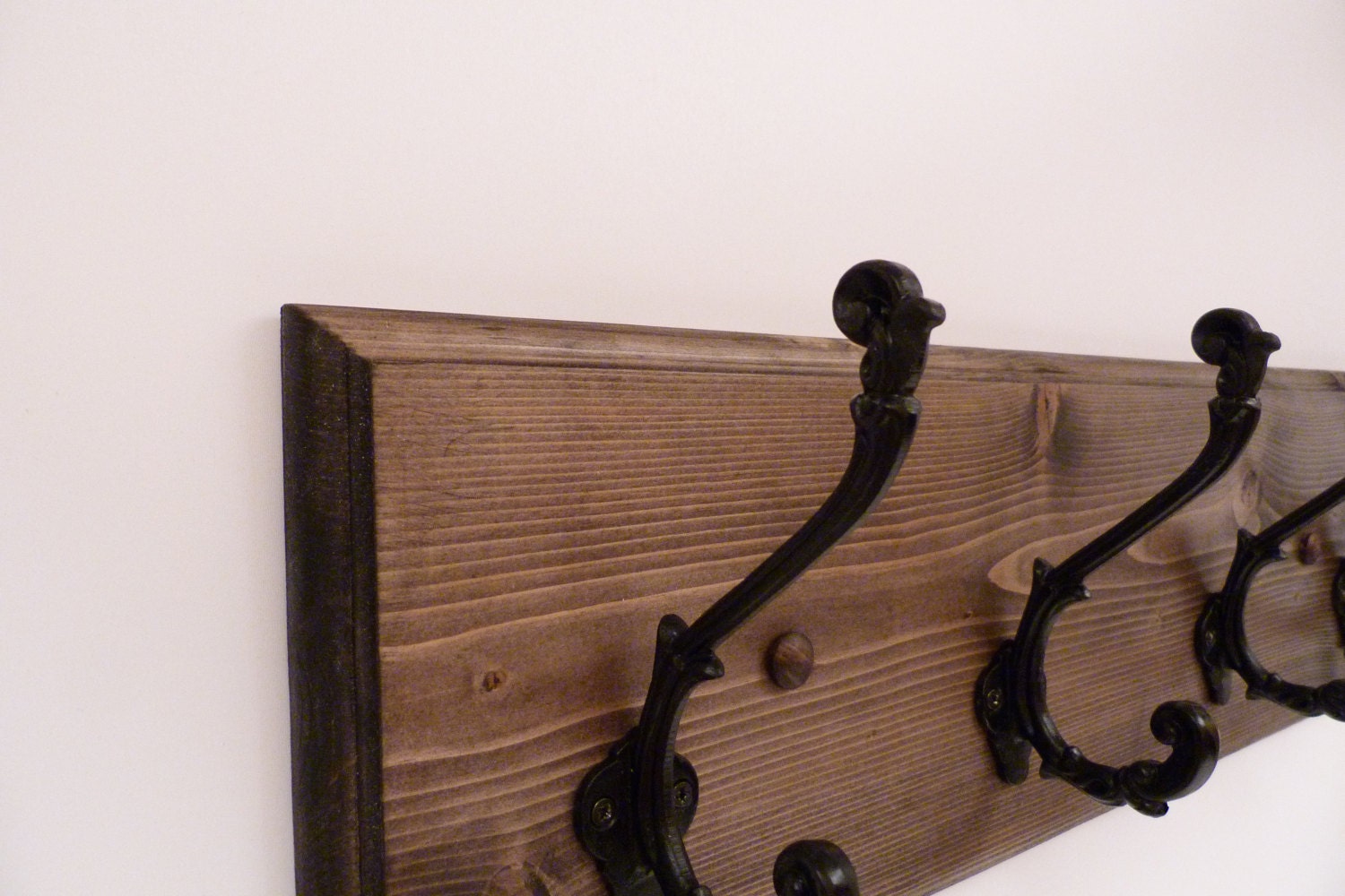 Entryway, Hallway or Mudroom Coat Rack 24 Inches/4 Rustic Black Hooks ...
