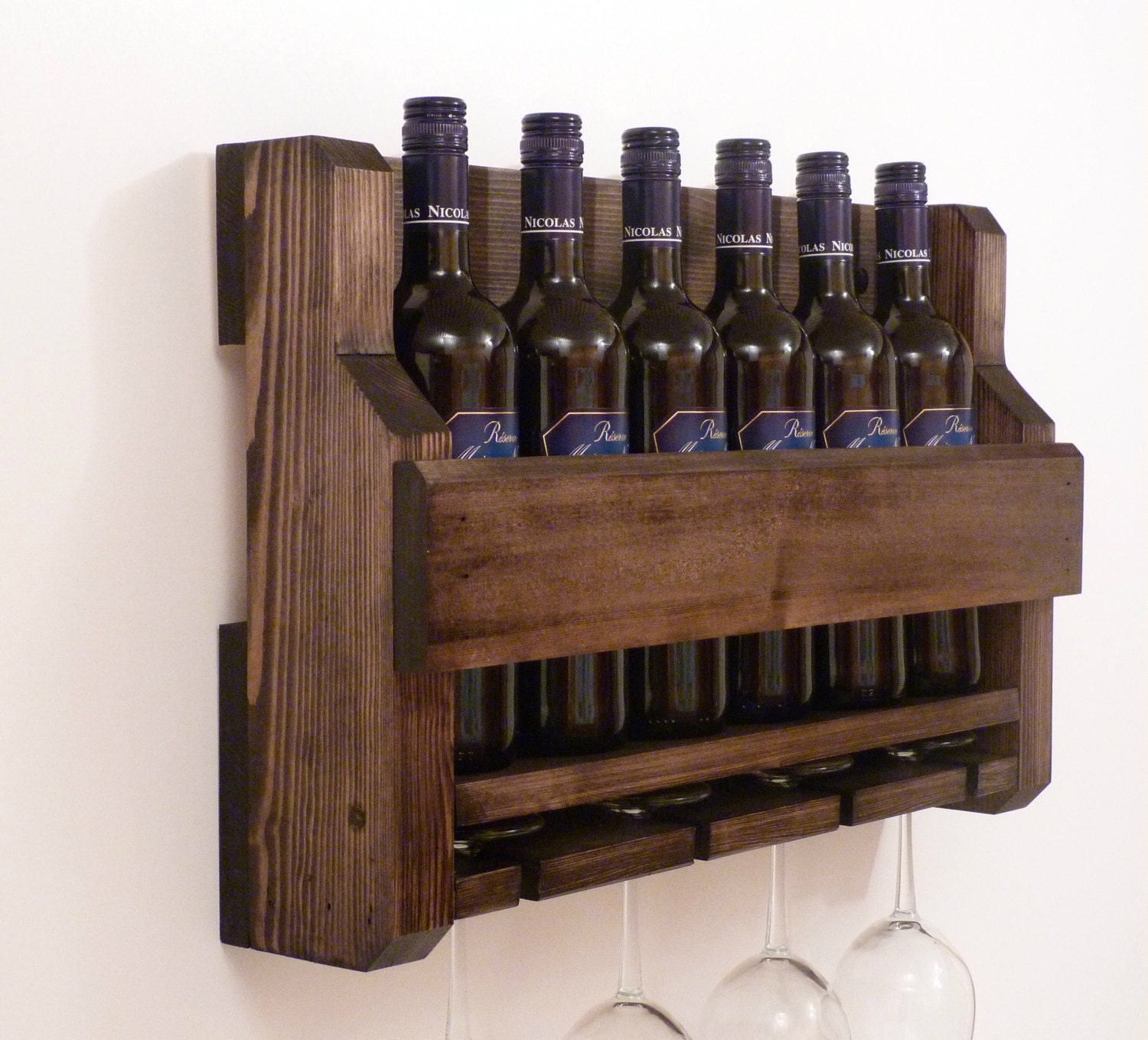 Wine Rack Rustic Wine Rack Wall Mounted Wine Rack Wooden Etsy