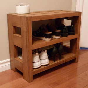 24 inches Rustic Shoe Rack 3 levels, Shoe Storage, Shoe Organizer, Shoe Cabinet, Shoe Rack Wood