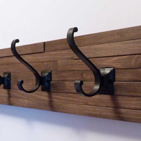 Modern and Rustic Entryway Coat Rack 24 Inches/4 hooks, Wall Coat Rack, Bathroom Towel Rack, Rustic Coat Rack