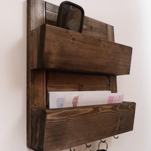 Mail Organizer Wall, Mail Rack, Entryway Organizer, Key Holder, Rustic Key Rack, Mail and Key Holder, Mail and Key Organizer, Expresso