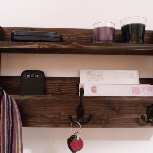 Wall Coat Rack / Mail Organizer / Key Hanger / Rustic Shelf Etsy Canada