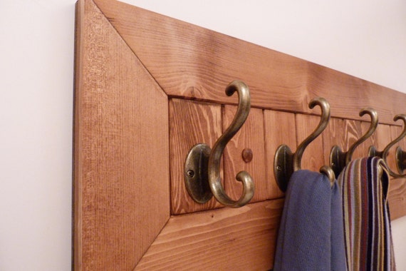 Entryway Hallway Or Mudroom Coat Rack 5 Antique Brass Hooks Wall Coat Rack Rustic Coat Rack Early American