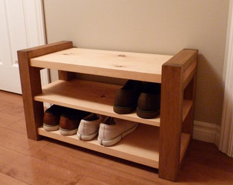 30 inches Rustic Entryway Bench, Modern Entryway Bench, Bench Storage, Shoe Organizer, Entryway Bench, Shoe Bench Wood