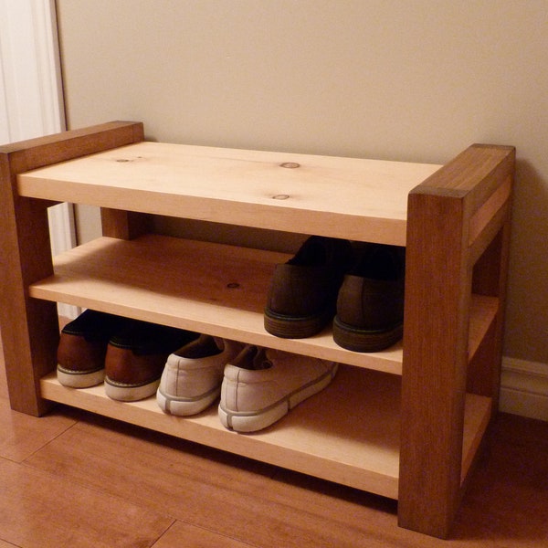 30 inches Rustic Entryway Bench, Modern Entryway Bench, Bench Storage, Shoe Organizer, Entryway Bench, Shoe Bench Wood
