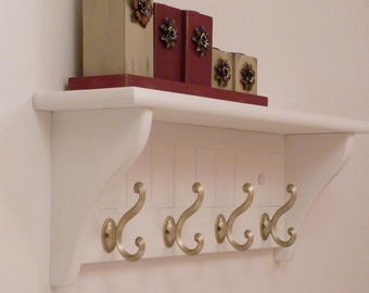 Perchero moderno para entrada, estante de pared para dormitorio, estante de baño, toallero con 4 ganchos de níquel mate, perchero con estante