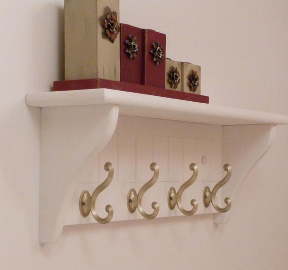  Homode Perchero con estante para montaje en pared, estante de  pared de entrada de 24 pulgadas de largo con ganchos, colgador de madera  con estante de almacenamiento para baño, pasillo, rústico