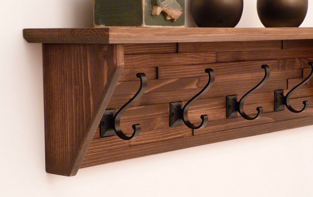 Rustic Dark Wood Hangers Featuring Black Hook