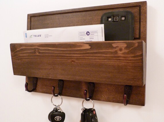 Portachiavi Da Parete In Legno Con 5 Ganci E Cassetta Postale – Organizer Rustico Per Ingresso, Marrone, Stile Retrò