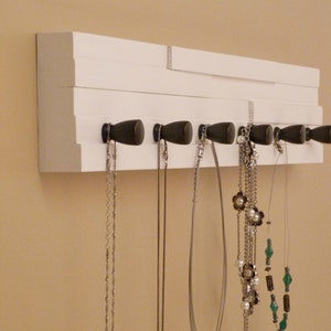 24 inches/6 knobs Jewelry Organizer, Necklace Holder, Bracelet Holder, White
