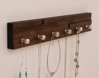 24 inches/6 knobs Jewelry Organizer, Necklace Holder, Bracelet Holder, Expresso