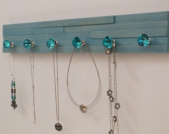 24 inches/6 knobs Jewelry Organizer, Necklace Holder, Bracelet Holder, Turquoise