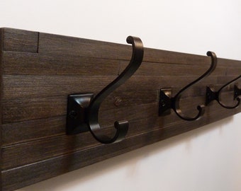 Modern and Rustic Entryway Coat Rack 24 Inches/4 hooks, Wall Coat Rack, Bathroom Towel Rack, Rustic Coat Rack