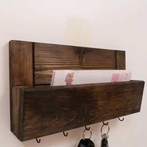 Mail Organizer Wall, Entryway Organizer, Key Rack, Key Holder, Rustic Key Rack, Mail and Key Holder, Mail and Key Organizer, Expresso