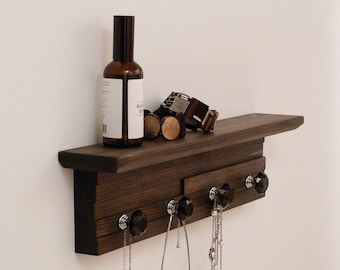 Organizador de joyas de 18 pulgadas/4 perillas con estante, soporte para collares, soporte para pulseras