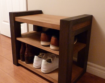 24 inches Rustic Entryway Bench, Modern Entryway Bench, Bench Storage, Shoe Organizer, Entryway Bench, Shoe Bench Wood