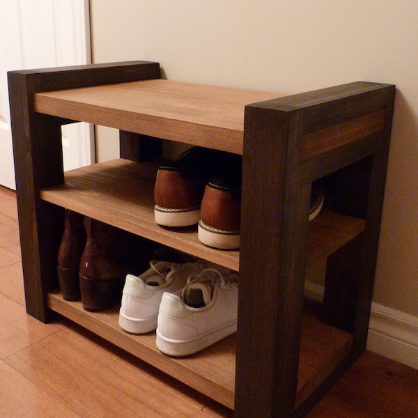 24 inches Rustic Entryway Bench, Modern Entryway Bench, Bench Storage, Shoe Organizer, Entryway Bench, Shoe Bench Wood