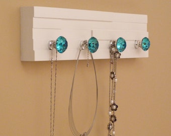 16 inches/4 knobs Jewelry Organizer, Necklace Holder, Bracelet Holder, White