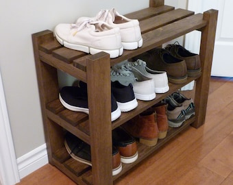 Shoe Rack-3 levels / with length options, Shoe Storage, Shoe Organizer, Shoe Cabinet, Shoe Rack Wood