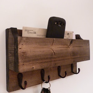 Mail Organizer Wall, Entryway Organizer, Key Rack, Key Holder, Rustic Key Rack, Mail and Key Holder, Mail and Key Organizer, Expresso