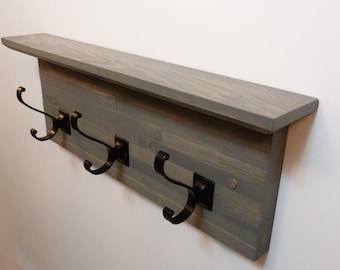 Modern and Rustic Entryway, Hallway or Mudroom Coat Rack 20 Inches/3 hooks, Wall Coat Rack, Bathroom Towel Rack