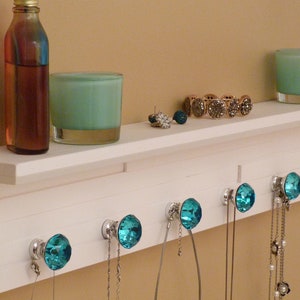 26 inches/6 knobs Jewelry Organizer With Shelf, Necklace Holder, Bracelet Holder, White