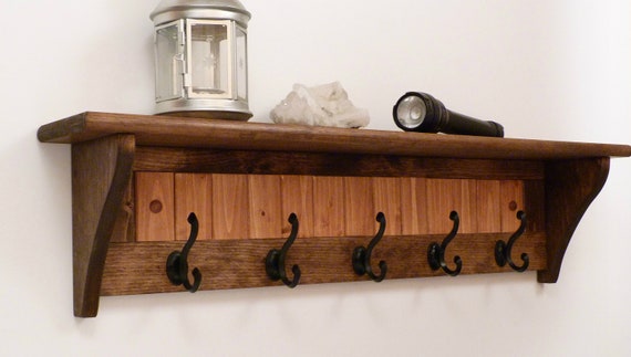 Entryway Coat Rack Wood Wall Shelf 35 Inches-antique Black Hooks, Coat Rack  With Shelf, Rustic Coat Rack -  Canada