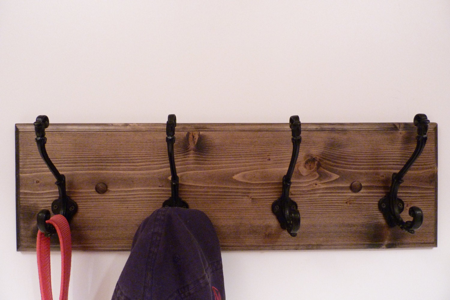 Entryway, Hallway or Mudroom Coat Rack 24 Inches/4 Rustic Black Hooks ...