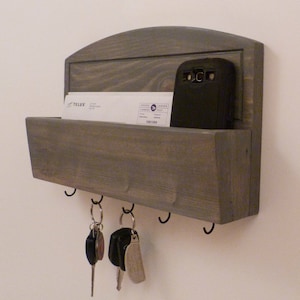 Mail Organizer Wall, Mail Rack, Entryway Organizer, Key Holder, Rustic Key Rack, Mail and Key Holder, Mail and Key Organizer, Antique Grey