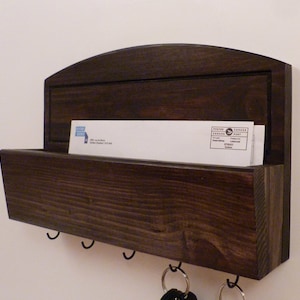 Mail Organizer Wall, Mail Rack, Entryway Organizer, Key Rack, Rustic Key Rack, Mail and Key Holder, Mail and Key Organizer, Expresso