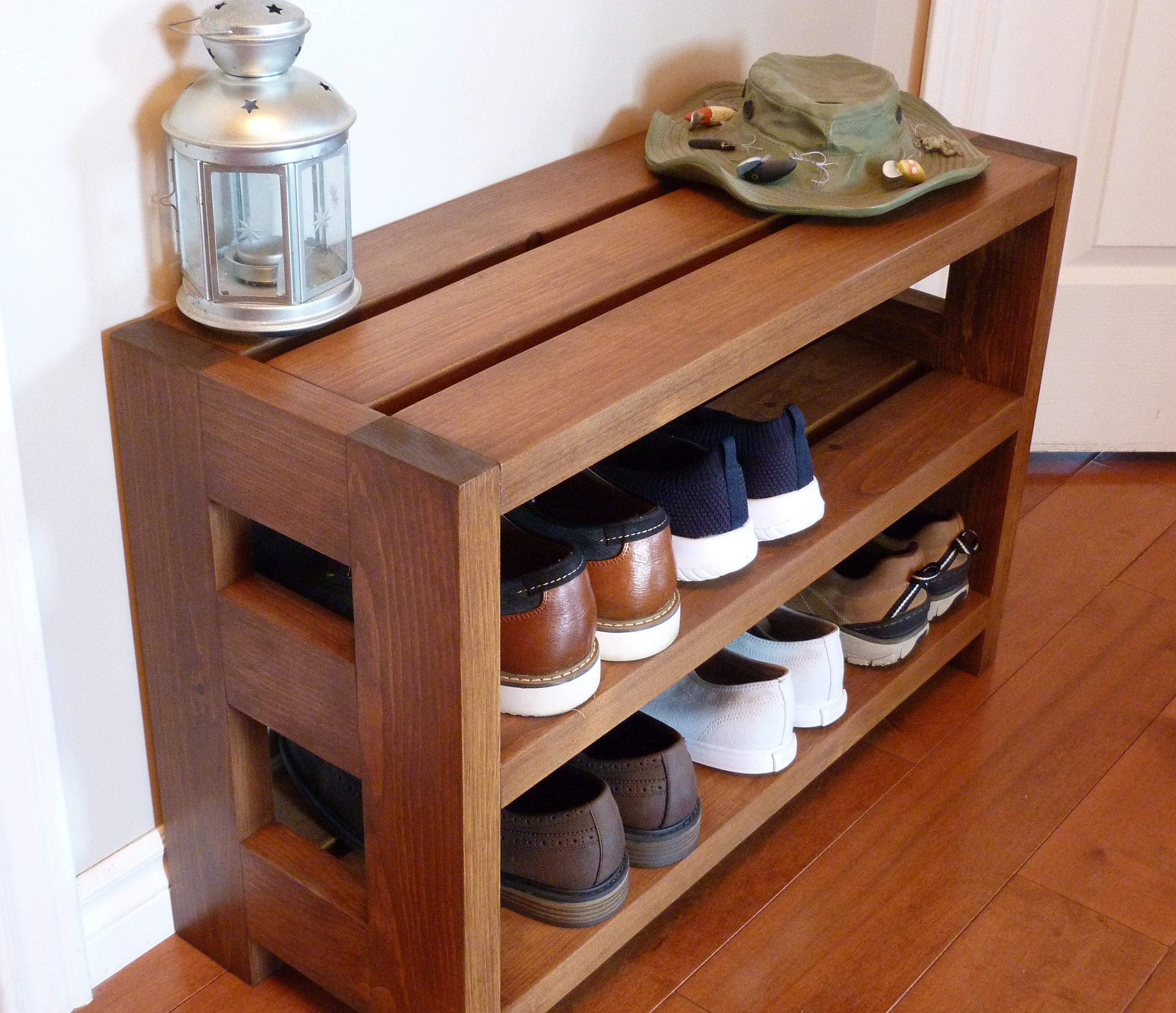 30 Inches Rustic Shoe Rack 3 Levels Shoe Storage Shoe Organizer