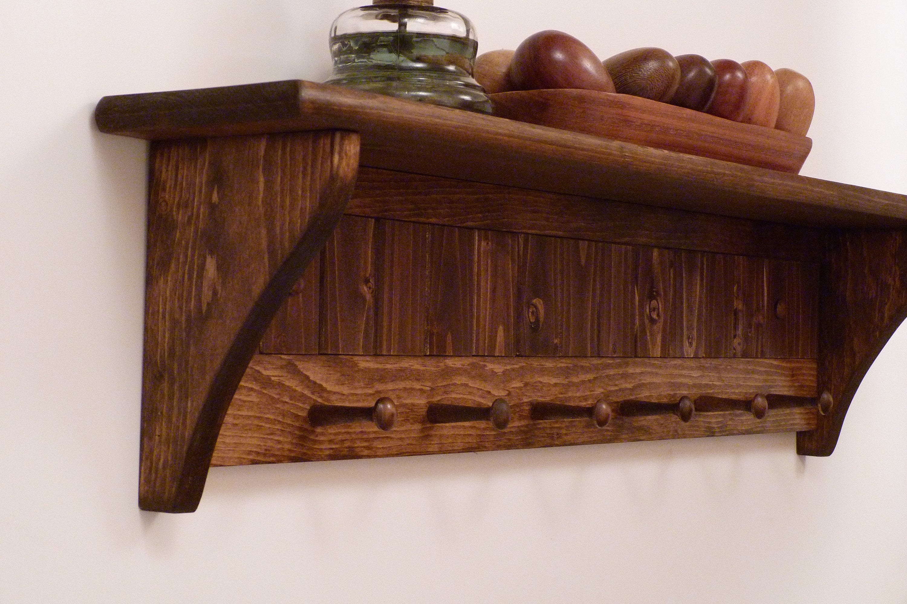 Entryway Coat Rack Wood Wall Shelf 35 Inches with pegs Coat Etsy