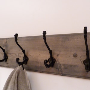 Entryway, Hallway or Mudroom Coat Rack 30 Inches/ 5 Rustic black hooks, Wall Coat Rack, Bathroom Towel Rack, Rustic Coat Rack