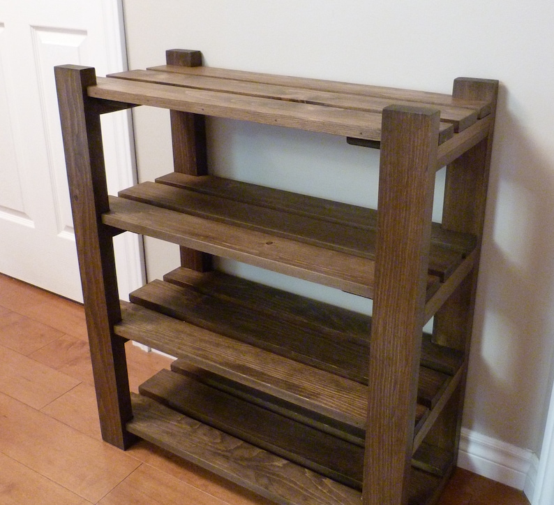 4-tier Solid Pine Wood Shoe Rack, Entryway Storage Organizer, Multiple ...