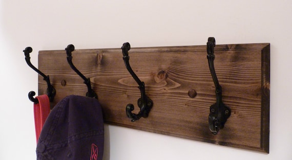 Entryway Hallway Or Mudroom Coat Rack 24 Inches 4 Rustic Black Hooks Wall Coat Rack Bathroom Towel Rack Rustic Coat Rack Expresso