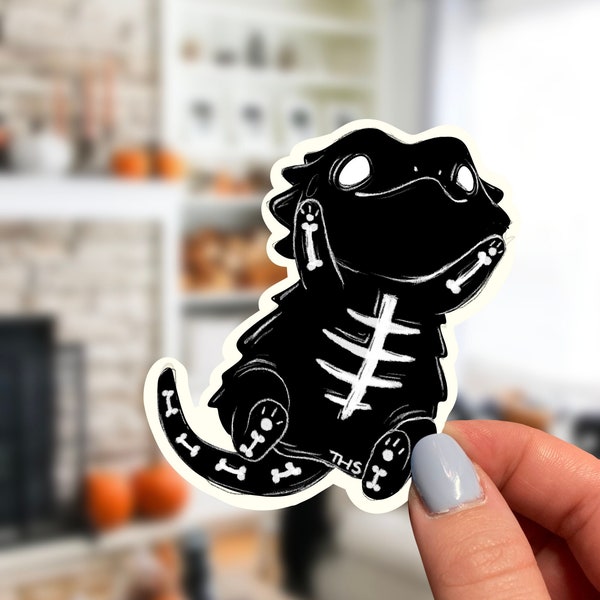 Bearded Dragon Spooky Skeleton Sticker