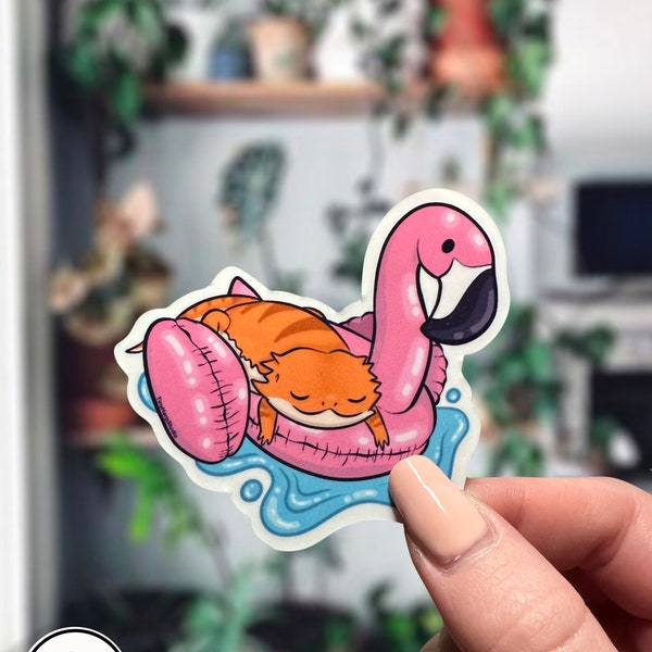 Flamingo Floaty Bearded Dragon Sticker
